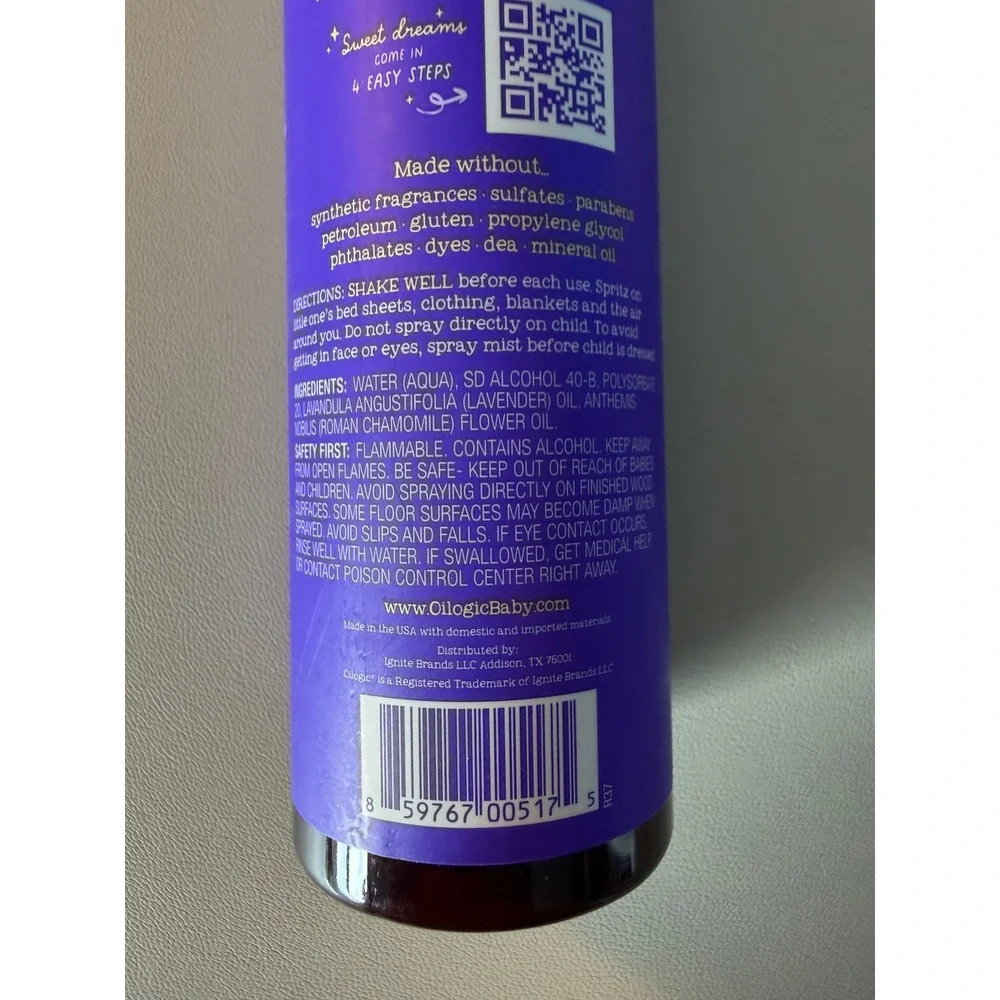 Oilogic Baby Slumber & Sleep Essential Oil Linen Mist Lavender Chamomile 4oz